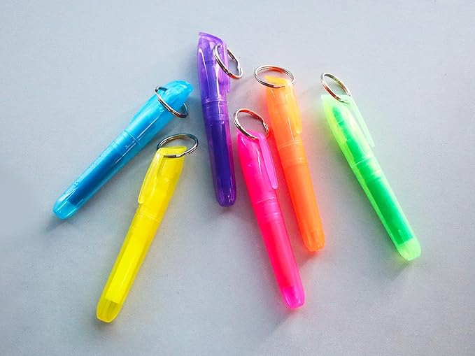 SKKSTATIONERY 36-Pcs Mini Highlighters with Key Ring, Colored Quick Dry Highlighter Markers Chisel Tip Bright Assorted Colors Highlighter Pens 3.5''