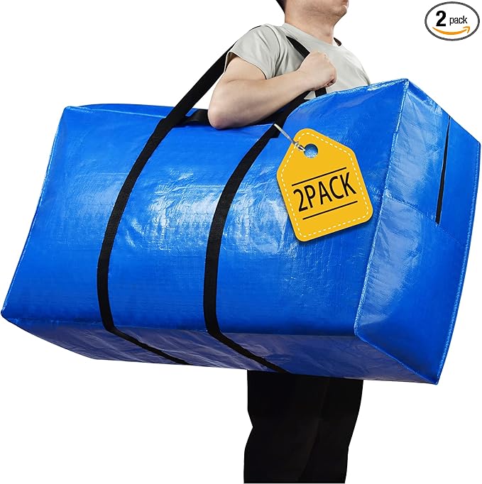 194 Gallon Extra Large Storage Bags, Zippered Outdoor Cushion Furniture Storage Bag with Handles,Jumbo Large Moving Bags Heavy Duty, Storage Totes Moving Boxes Supplies, 68x30x22 inch - 2PACK