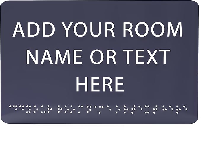 9" X6" Personalized Custom Sign - ADA Compliant Tactile Graphics Grade 2 Braille Text Acrylic Wall Signs - Add Your Room Name Text Sign for Home School Office Business Workplace