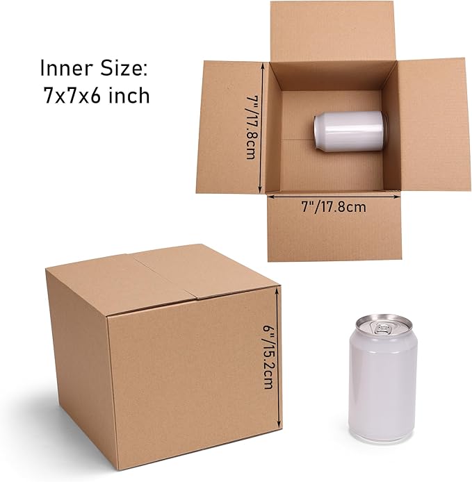 CRUGLA 40 Packs 7x7x6 Shipping Boxes Corrugated Cardboard Boxes Shipping Box Bulk for Small Business Packing Boxes