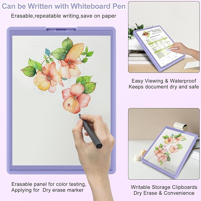 Clipboard with Storage,Three-Tier Box Clipboards(Letter Size),Storage Clipboard with Clip Form Holder Clipboards,Dry Erase Clip Boards 8.5x11 with Storage for Office School Supplies Clip Board-Purple