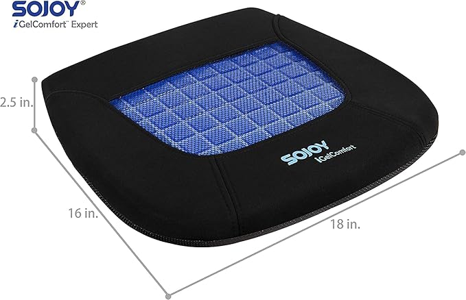 Sojoy iGelComfort Gel Car Seat Cushion for Long Time Sitting Portable Bleacher Stadium Seat Cushion with Strap Memory Foam Cushion for Office,Car,Stadium