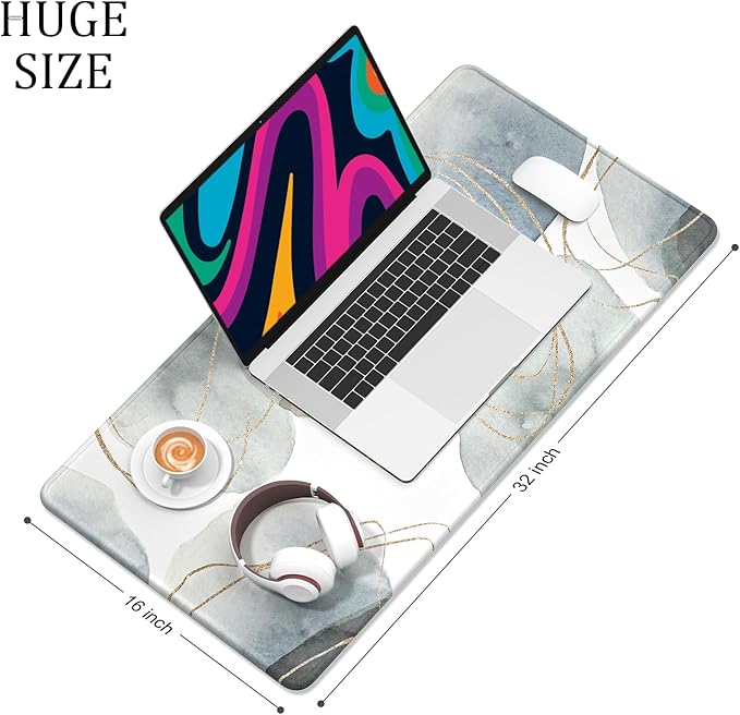 Desk Mat, 32" x 16" XXL Extended Large Gaming Mouse Pad, Desktop Decor Desk Pad, Cute Men Women Office Supplies and Accessories, XL Mouse Mat for Laptop & Keyboard, Minimalism Abstract Art
