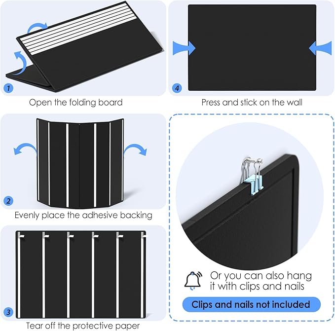 MaxGear Extra Large Bulletin Board 72" x 48", Foldable Felt Board Vision Board Supplies, Cork Board for Office, Home, School, Small Pin Boards for Walls Decorative Display Board Black