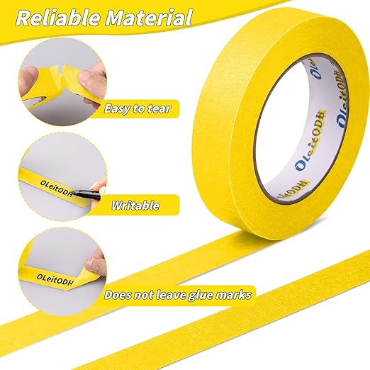 42 Rolls Yellow Painters Tape Bulk 1 inch x 55 Yards, Total 2310yd, Painters Masking Tape No Residue Wall Painting Tape Artist Tape Trim Edge Finishing Tape for Wall Painting Decoration DIY Supplies