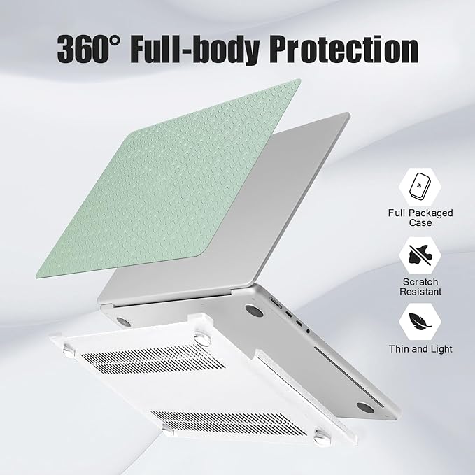 DTangLsm for Woven MacBook Air 13 inch Case M4 2025 2024 2023 2022 A3240 M3 A3113 M2 A2681, Woven Fabric Elegant Texture Leather Hard Shell Cover for MacBook Air 13.6 inch Case & Keyboard Cover, Green