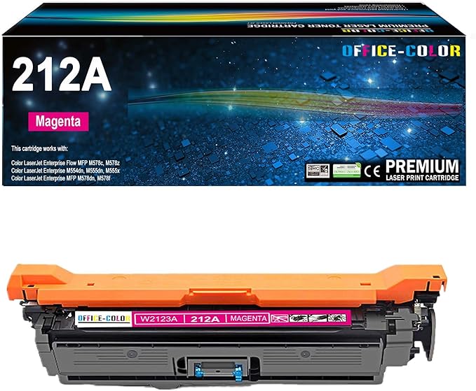 212A Magenta Toner Cartridge Replacement for HP 212A W2123A for HP Color Laserjet Enterprise M554, M555 Series, Color Laserjet Enterprise MFP M578 Series