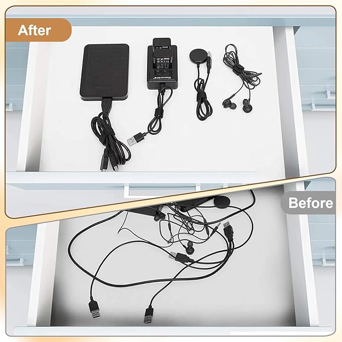 Reusable Cable Ties 8 In 100 Pack Heavy Duty Black Cord Organization Straps Adjustable & Releasable Hook and Loop for Indoor/Outdoor Wire Management