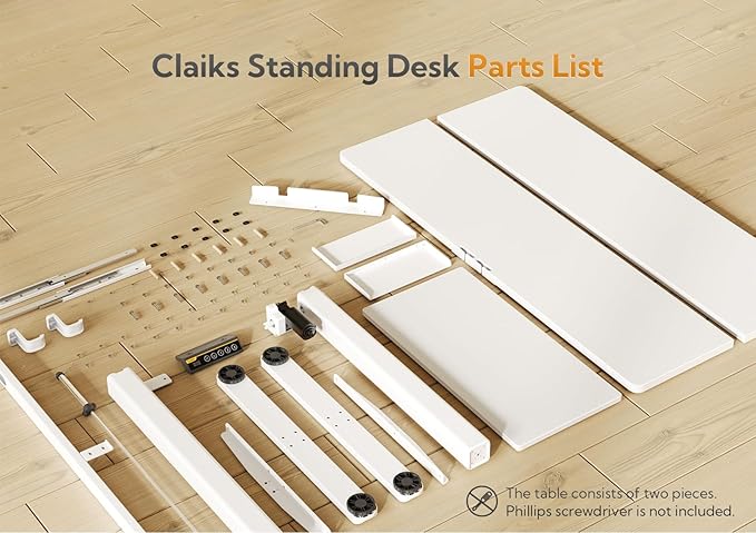 Claiks Standing Desk with Keyboard Tray, Electric Standing Desk Adjustable Height, 55x24 Inches Sit Stand up Desks with Splice Board, Raising Desks for Home Office, White