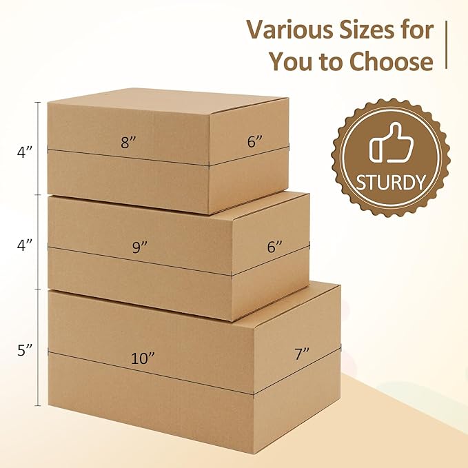 Eupako 9x6x4-Small-Shipping-Boxes-30-Pack-Brown-Corrugated-Box-Mailers, Cardboard Boxes for Packaging Small Business, Mailing