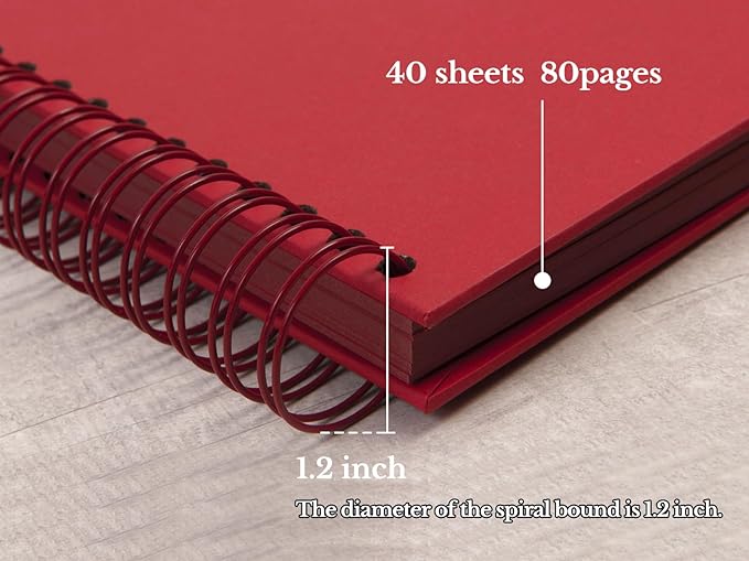 potricher 8 x 8 Inch DIY Scrapbook Photo Album 80 Pages Thick Kraft Blank Red Paper Memory Book for Wedding and Anniversary Family (Red, 8 Inch)