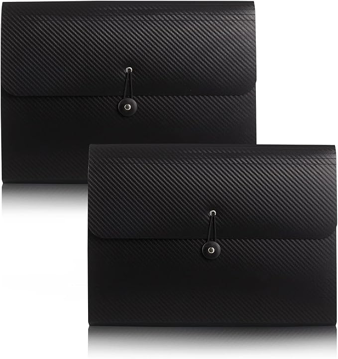 Expanding File Folder File Organizer 13 Pockets File Organizer Accordion Filing Folder Expandable File Folder for Documents Aesthetic Paper Organizer Folder for Work, School, Home, Office, 2Black