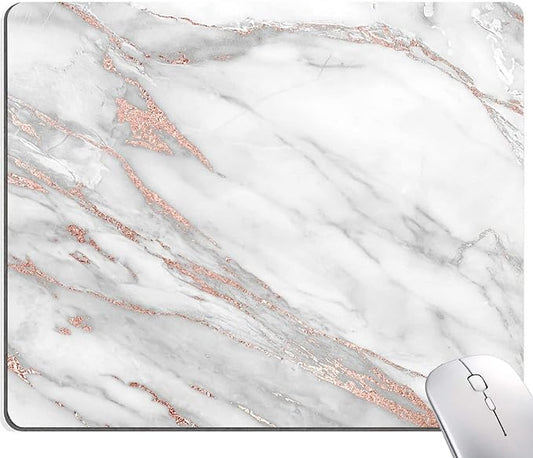 Mouse Pad, Marble Mouse Pad, Premium-Textured Mouse Mat Square Waterproof Non-Slip Rubber Base Computer Mousepads for Office Laptop Desk, Gray Rose Gold Marbling