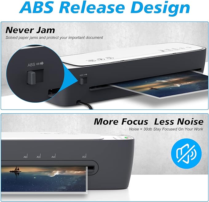 Laminator Machine 13-Inch Thermal Lamination with Laminating Sheets 9 in1 Office Desktop Laminate Machine, Portable A3 Laminater for Teachers Personal 60S Warm-Up Never Jam
