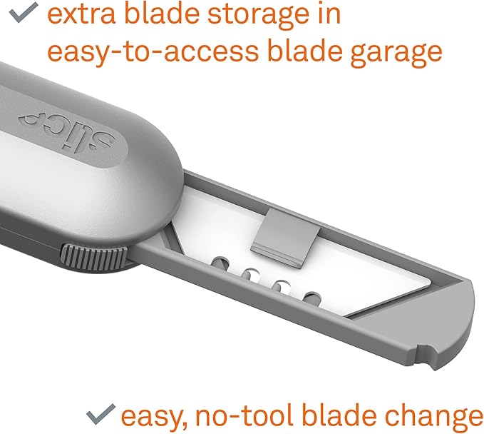 Metal-Handle Utility Knife, Finger Friendly Ceramic Blade, Auto Retracts for Safety, Heavy Metal Handle, Comfortable Grip, Stores Extra Blade, Ambidextrous, Easy Blade Change