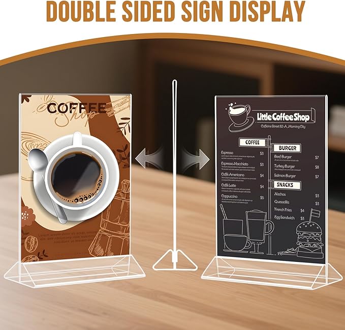 9 Pack Acrylic Sign Holder 8.5x11 Inch, Double Sided Clear Flyer Display Stand, Plastic Menu Stand, Table Top Sign Picture Paper Frames for Wedding table Number Office Store Restaurant