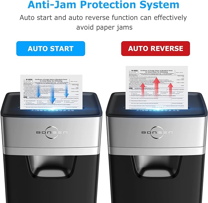 BONSEN 16-Sheet Heavy Duty Paper Shredder for Office, 60-Minute Running Time Cross-Cut CD Shredder with 60dB Low-Noise, 5.3-Gallon Pull Out Bin, Anti-Jam & Quiet Shredder for Home Office (S3102)