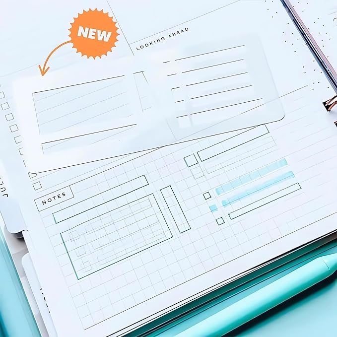 Handmade Flexible Record Template, 3-Pack Planner Stencils Set for Journaling, Habit Trackers, Task Lists & Daily Planning, Compatible with Dot Grid Journals, Coils, Discs & Rings (A)