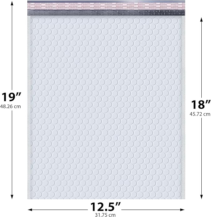 White 12.5x19.5 Inch Large Poly Bubble Mailers #6 | Padded Envelopes with Self Seal | Air Lined Cushioned Bubble Mailer | Usable Size 12.5x15 | 100 Pack Bulk | Lightweight shipping Bags | Made in USA
