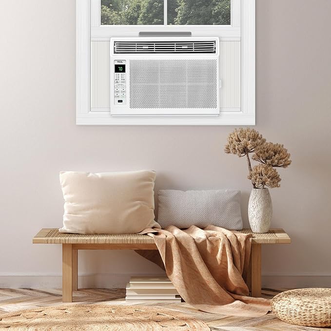 TCL H6W23W 6,000, 115V, AC for Rooms Unit 6000 BTU Window Air Conditioner, Fan & Dehumidifier, 250 Sq. Ft, Remote Control, Easy-to-Use, Reusable Filter, White