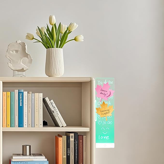 LED Memo Board with Sticky Note Holder, Clear Acrylic Computer Monitor Organizer, Office Supplies, Work from Home Essentials, Multifunction Workspace Accessories