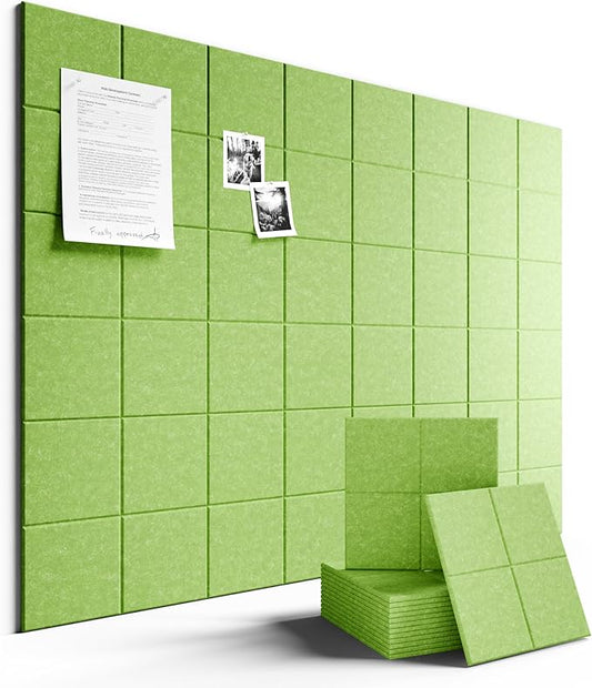 Large Felt Bulletin Board 48" x 36" Cork Board Alternative-12 Pack with 70 Safe Removable Adhesive Tabs, Cork Boards for Walls Cork Board for Home Office Classroom Pin Board-Grass Green
