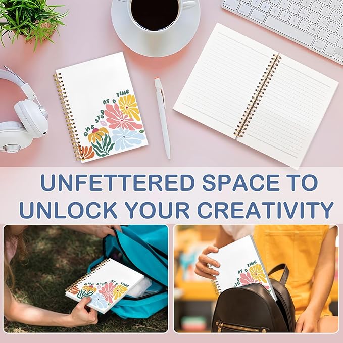 SNNDER Mental Health Inspirational Spiral Notebooks, Abstract Floral Journaling Notebook, Positivity Journals for Writing, Motivational Notebook for Note Taking, Positive Gifts for Women, 5.5x8.3 Inch