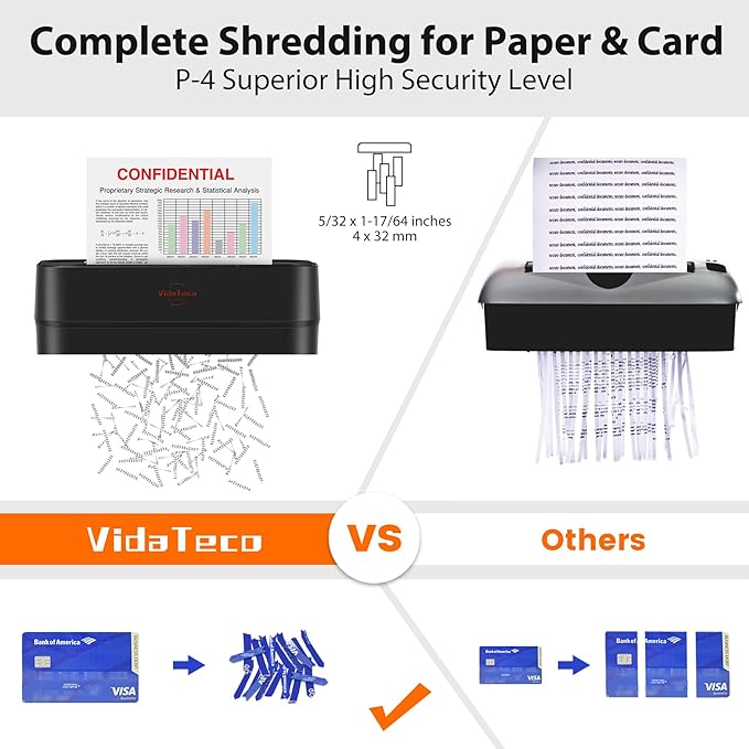Shredder for Home Use 8-Sheet Cross-Cut Paper Shredder with P-4 Higher Security,Shred Card/Clip/Staple,Small Document Shredding Machine for Home Office Heavy Duty with Jam Proof,3.04-Gal Bin