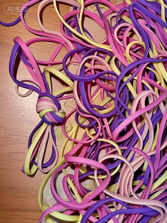 Rubber Bands, Size 117 (7" x 1/8'') Ice Cream Color Natural Rubber Band, 117 Heavy Duty Elastic Office Supplies Rubber Bands for Office Files Bank Paper Bills, Cute for kids (1/4 Pound Bag)