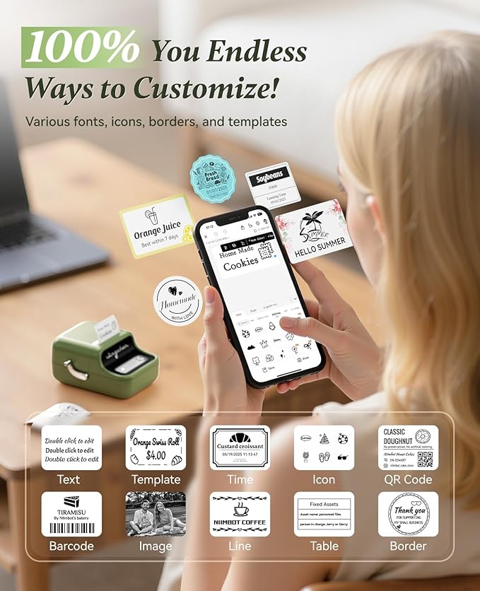 NIIMBOT B21 Label Maker Thermal Label Printer, Good Idea for Home Organization Office Business, 50x30mm Label-230Pcs