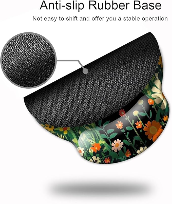 Ergo Comfort Gel Wrist Rest Mouse Pad-Ergonomic Office Mousepad with Wrist Support-Non-Slip, Design Desk Accessories Mat for Home&Game Decor Cute Black Cat