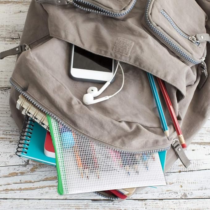 Umriox Clear Pencil Pouch, 9.2 x 4.7 in (10 Colors, 20 Packs), A6 Pencil Bags with Zipper Bulk, Mesh Zipper Pouch for Bill Stationary Cosmetics Travel Storage