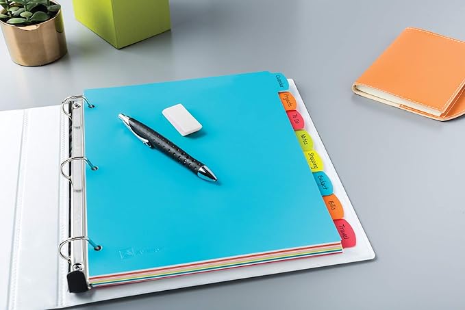 Avery Big Tab Write & Erase Durable Plastic Dividers for 3 Ring Binders, 8-Tab Set, Bright Multicolor, 1 Set (16130)