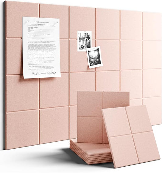 Large Felt Bulletin Board 36" x 24"Cork Board Alternative-6 Pack with 40 Safe Removable Adhesive Tabs, Cork Boards for Walls Cork Board for Home Office Classroom Pin Board-Coral