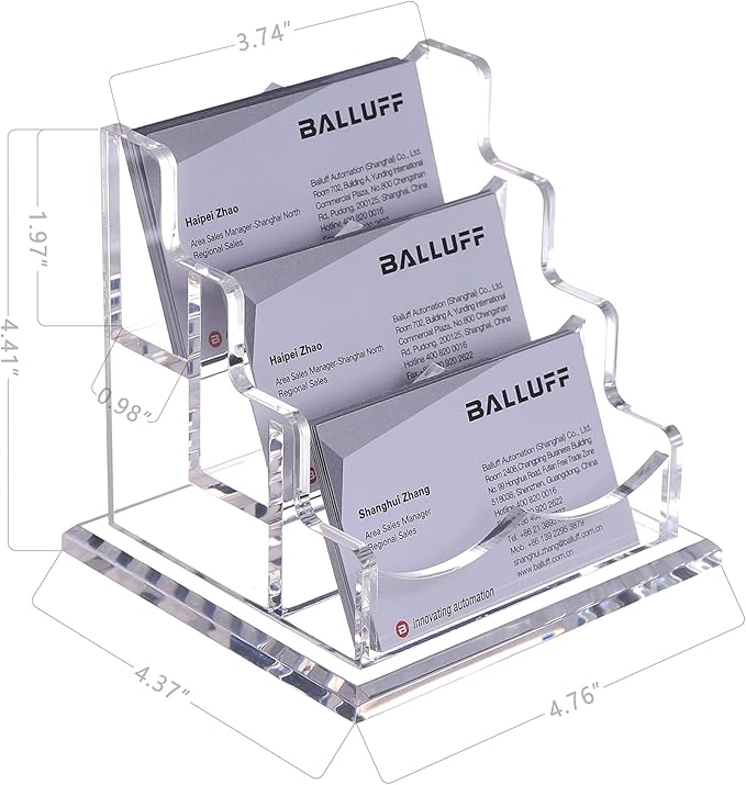 YUXUN Business Card Holder Display for Desk, Clear Acrylic Cards Organizer 3 Tier 3 Slots, Business Card Stand for Men and Women 1 Pack (3 slots) 3slots…