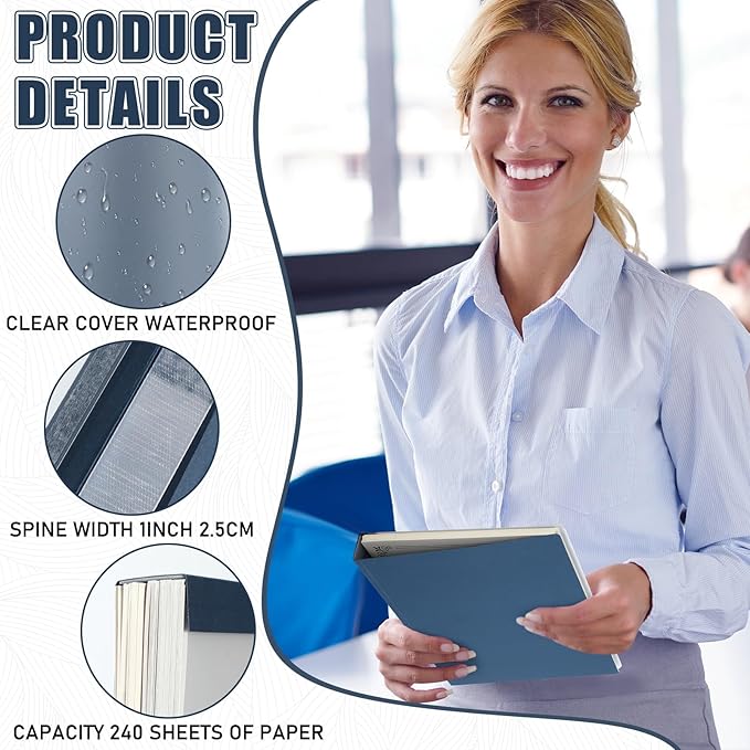 10 Pcs Thermal Binding Covers, 8.5 x 11 Inch Letter Size, 1 Inch Spine Holds 240 Sheets, Clear Front Paper Back Report Cover Suitable for Schools Offices Presentation(Blue)