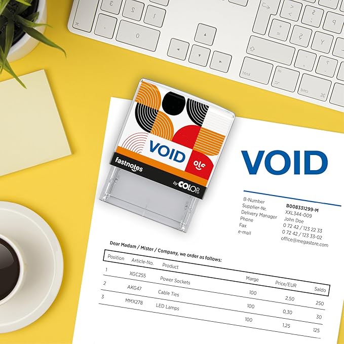 Fastnotes Void Self-Inking Rubber Stamp by COLOP - Great for Office Documents, Notary, Warehouse, Accounting Paperwork, Business, and Legal Documentation - Blue Ink (Void- Blue)