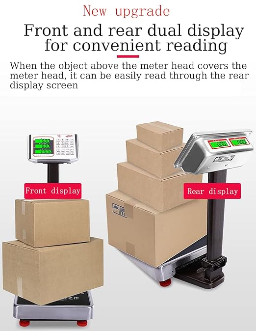 Industrial Platform Scale 660lb Floor Weight Computing Postal Scale Digital Large Scale LB/KG Perfect Foldable for Postal Luggage Shipping Mailing Weighing Double-Sided Display