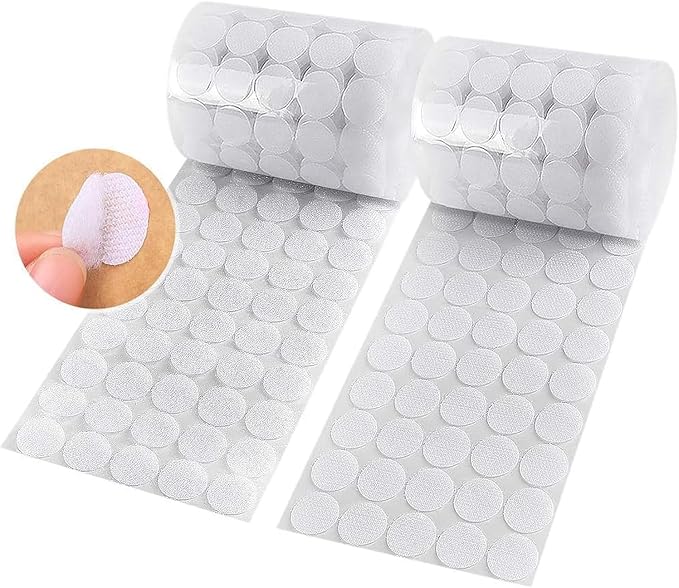400pcs (200 Pair Sets) 15mm Diameter Sticky Back Hook, Self Adhesive Dots Loop Tapes for DIY Crafts Office Classroom (White)