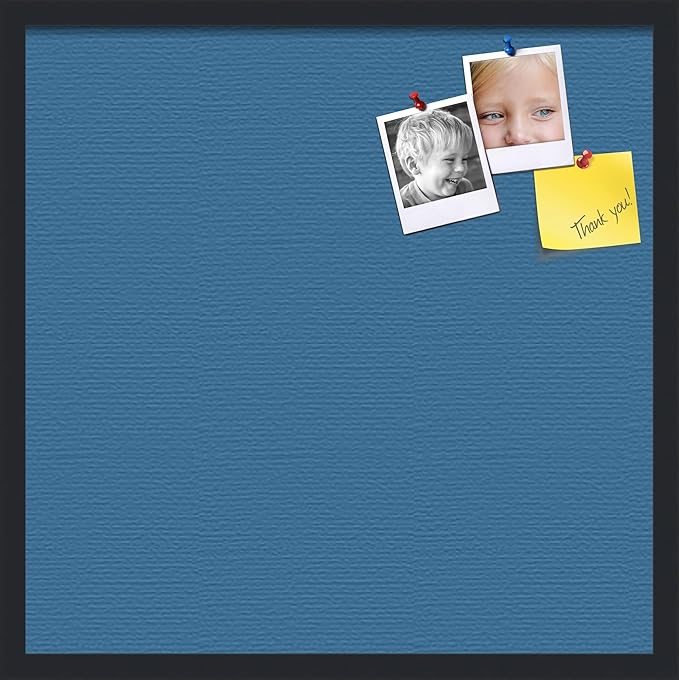 PinPix 24x24 Inch Cork Bulletin Board. This Decorative Framed Pin Board Comes with Navy Pastel Design and a Satin Black Frame. Ideal for Home Office Decor or Message Board (PinPix-1811)