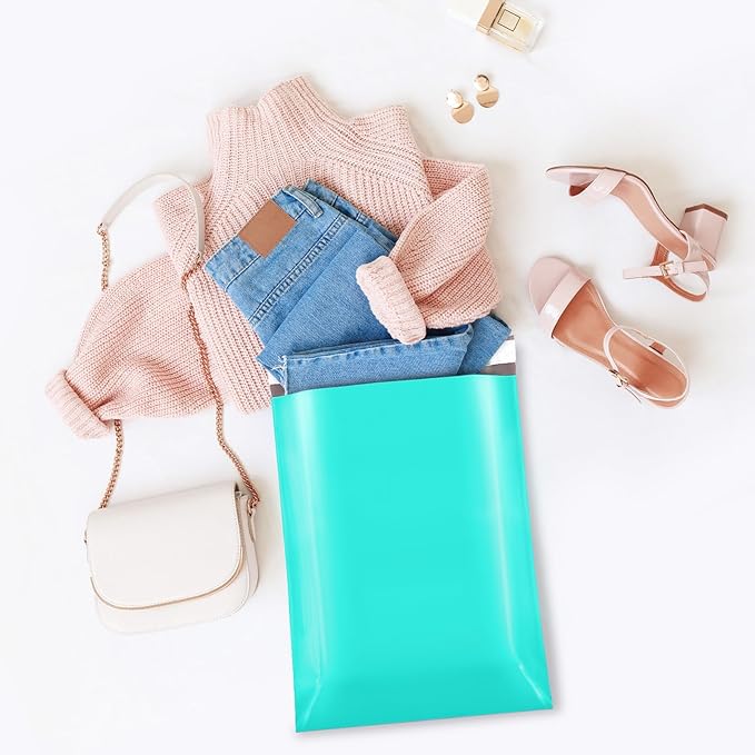 Fuxury Poly Mailers 14.5x19 Inch 50 Pcs, Waterproof Shipping Bags for Clothing, Strong Adhensive Shipping Envelopes for Small Business, Self Seal Mailers Poly Bags Mailing Envelopes Teal