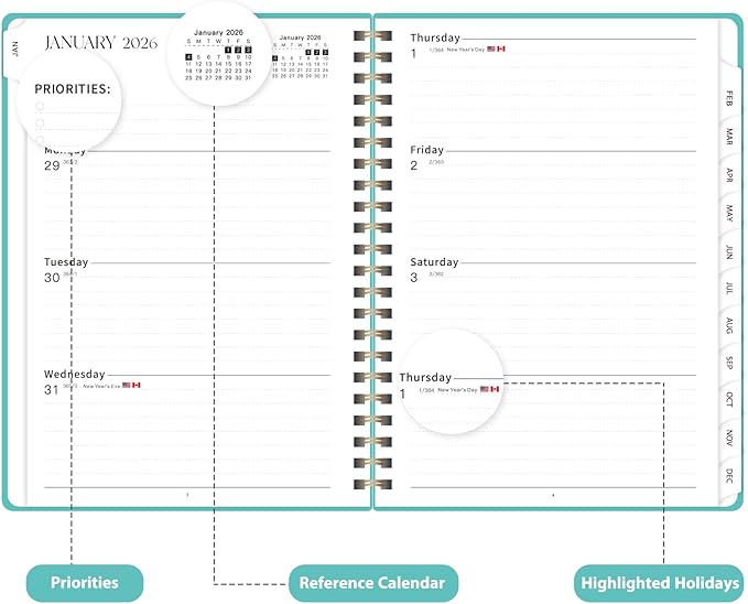 2026 Planner, Weekly and Monthly Calendar Academic Planner, Jan 2026 - Dec 2026, Planning Agenda Book for Desk Accessories and School Supplies - Letter Size (8.5'' x 11'')