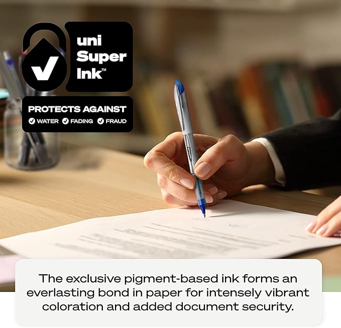 Uniball Vision Elite Pens, 0.5mm Fine Point Rollerball Micro Tip, 12 Pack; 6 Black & 6 Blue