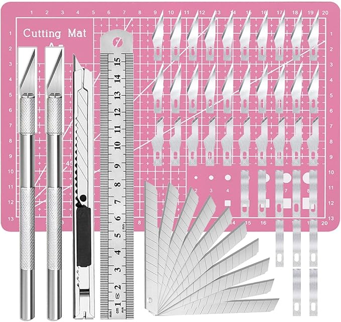 Exacto Knife Precision Carving Craft Hobby Knife Kit with 40 PCS Exacto Blades for DIY Art Work Cutting, Hobby, Scrapbooking, Stencil (Pink)