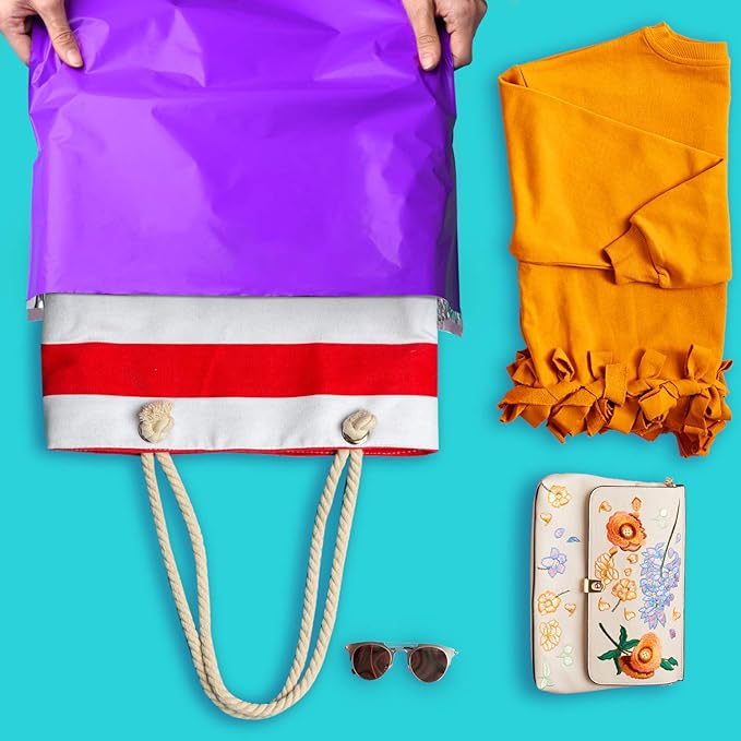 Metronic Poly Mailers 12x15.5 200 Pack Large Shipping Bags，Strong Adhesive Mailing Bags, Waterproof and Tear-Proof Multipurpose Envelopes for Clothing, Small Business,Boutique, Postal Bags Purple