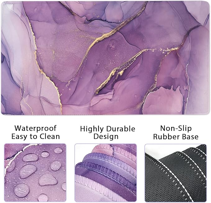 Large Mouse Pad and Keyboard Wrist Rest, Desk Pad for Keyboard and Mouse, 4-in-1 Large Gaming Mouse Pad with Wrist Support, Desk Mat for Home Office Study Game-Purple