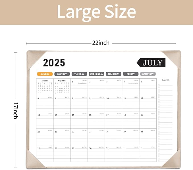 Large Desk Calendar 2025-2026, Calendar with Desk Protecting Pad, Desk Calendar Large 22x17, Runs From July 2025 to December 2026, 18 Months, Big Desktop Calendar for Family Classroom and Office (Apricot)