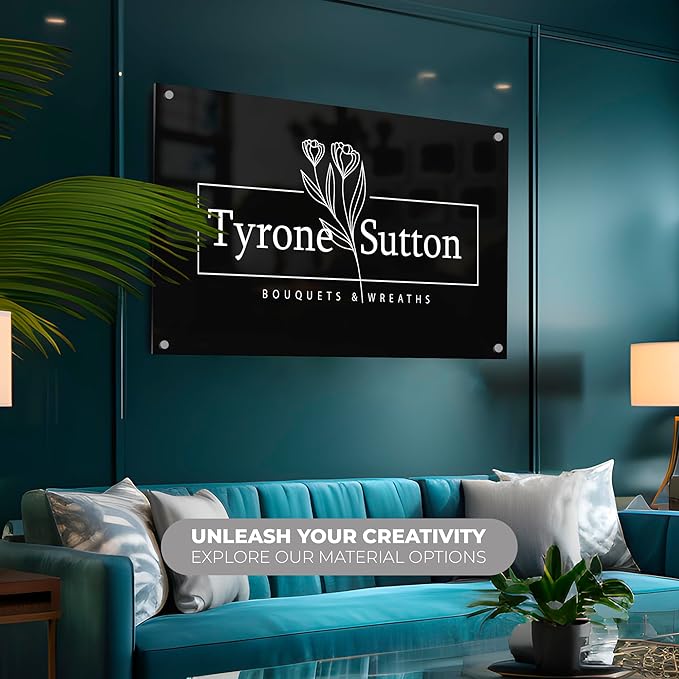 Personalized Floating Custom Acrylic Business Logo Sign | Free Company Vector Logo | Address Signage | Sign for Office Storefont | Multiple Size Options | Neon Led Lights Optional