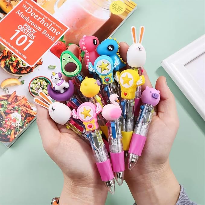 30 Pack Cute Multicolor Pens | Kawaii 4-in-1 Colors Ballpoint Pens for Kids- Perfect Party Favors, Classroom Prizes- Fun Writing Gifts for Boys Girls