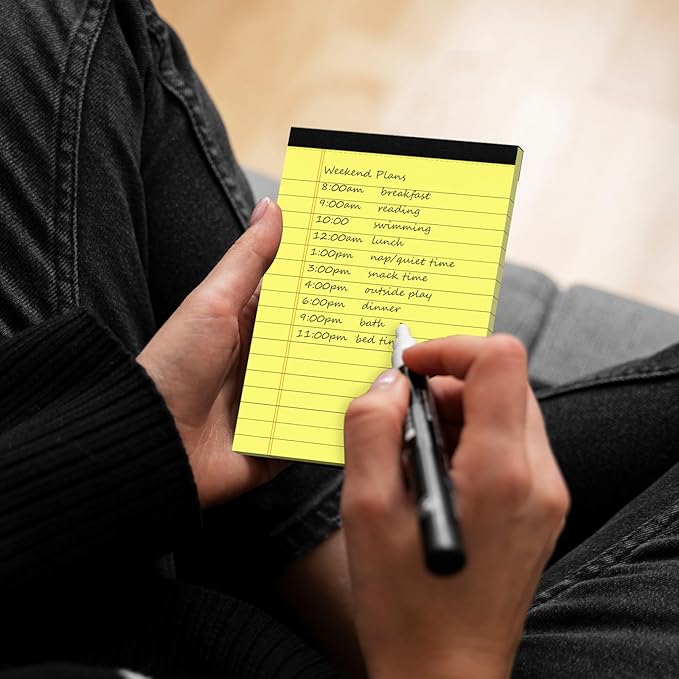 Yellow Legal Pads 4x6 18-Line College Ruled Small Legal Pads 20 Packs of Mini Legal Note Pads Non-Penetrating Paper, Perforated Writing Pad for School, Office, Business